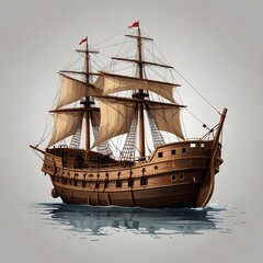 Old wooden ship vector ilustraci&oacute;n