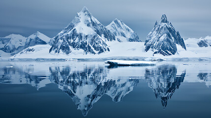 Obraz premium Majestic Antarctic Mountains Reflecting on Icy Waters