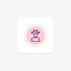 Customer review purple line icon on a colorful circle, stylish icon, ai illustrator file