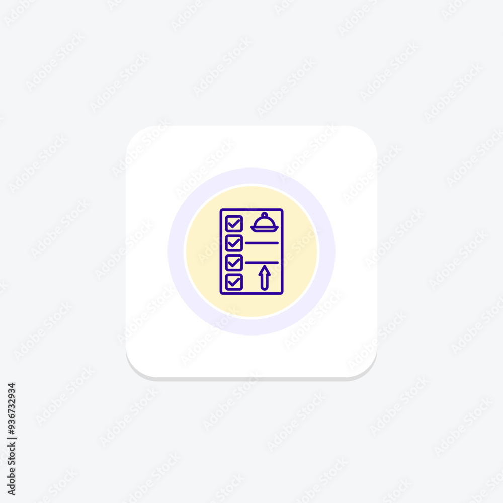 Sticker food menu, hotel menu purple line icon on a colorful circle, stylish icon, ai illustrator file