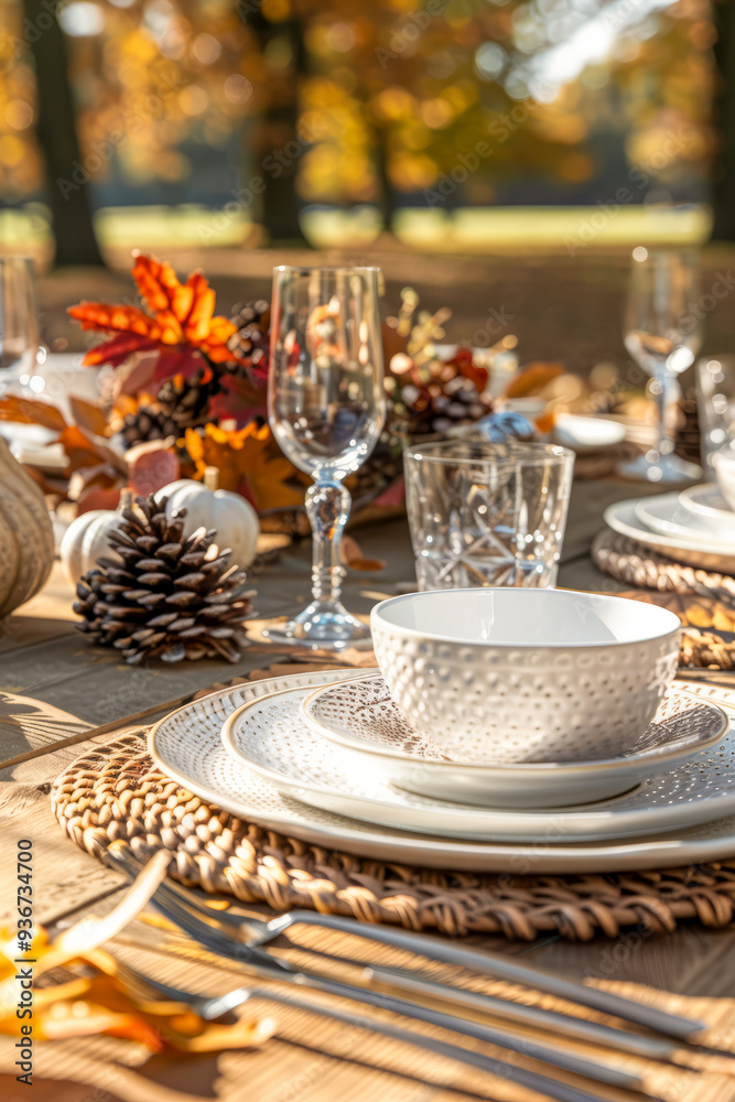 Wall mural autumn table