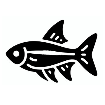 recommend clip art: Neon tetra fish black vector silhouette illustration