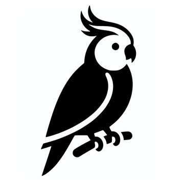 recommend clip art: Cockatiel silhouette vector illustration, simple pet bird icon symbol logo element design 