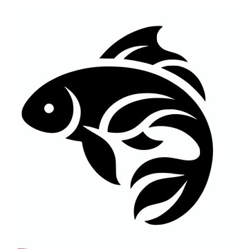 recommend clip art: Koi fish icon symbol logo black vector silhouette illustration design
