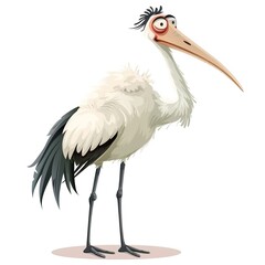 Obraz premium Crane Empathy emotion fantasy animal cartoon isolated whitebackground