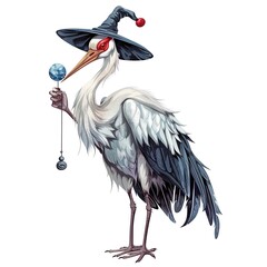 Crane Enchanter Occupation fantasy animal cartoon isolated whitebackground