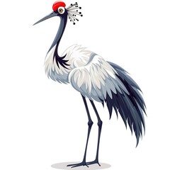 Fototapeta premium Crane queen fantasy animal cartoon isolated whitebackground