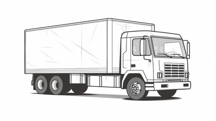 Monochrome line art of a classic truck,