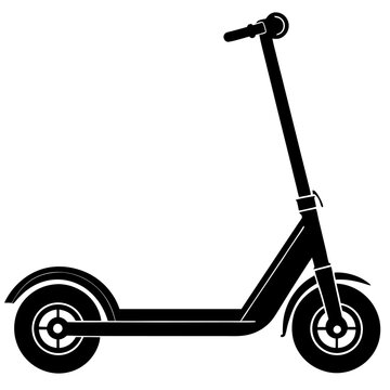 recommend clip art: A black and white silhouette of an electric scooter