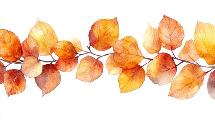 Fototapeta premium Autumn leaves watercolor illustration - generative ai