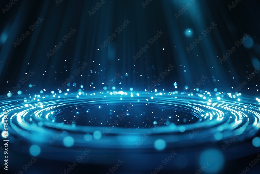 Canvas Prints an artistic depiction of glowing blue particles swirling in a circle, creating a mesmerizing and vib