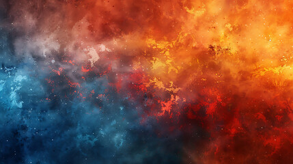 Fiery Blue and Red Nebula