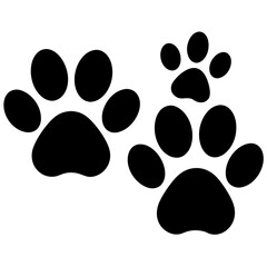 Paw footprint icon set, silhouette vector on white background 