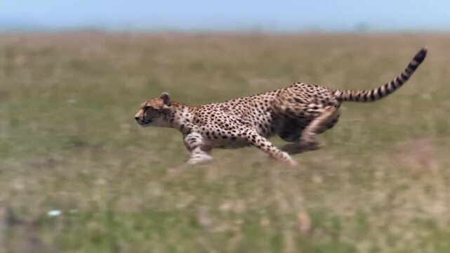 Cheetah Running Top Speed Super Slow Motion Side View