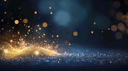 A close-up of golden sparkles with twinkling light effects, set against a dark backdrop to emphasize the brilliance and elegance.