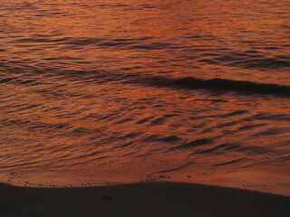 Sunset at the Beach on the Ocean Close Up