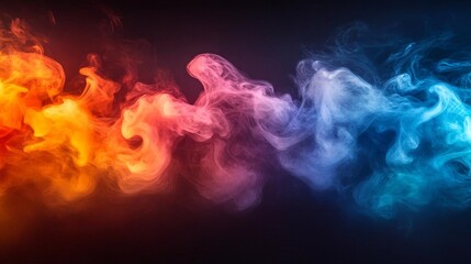 Colorful swirling smoke in dark background - generative ai