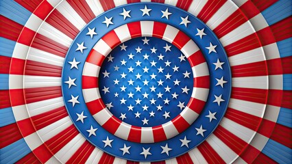 Obraz premium Vibrant American flag pattern forms a circular shape, with red and white stripes and blue field with white stars, symbolizing unity and patriotism.