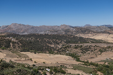 Beautiful view of the green valley. Ronda, Province of Malaga, Spain.