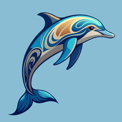 dolphin tattoo best style white background, vector illustration flat 2