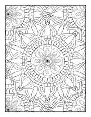 coloring full page mandala design. adult coloring page Vector coloring. Geometric floral pattern. Contour drawing on a white background. Ornamental mandala adult coloring book page.