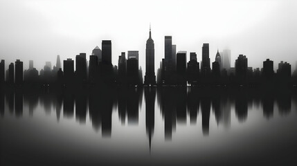 Fototapeta premium Black And White Photo City Skyline