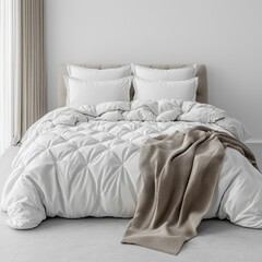 Classic bed with pillow and throw created with generated ai