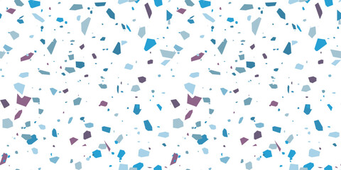 Blue granite terrazzo flooring vector seamless texture. Marble texture with stone fragments. Pattern in classic Italian style. Modern minimalistic floor tile for interior decoration.