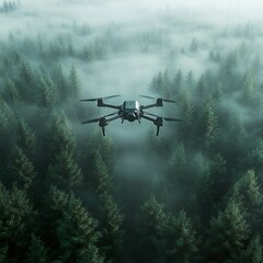 Advanced Drone Robot Capturing Aerial Views of a Thick Forest picture