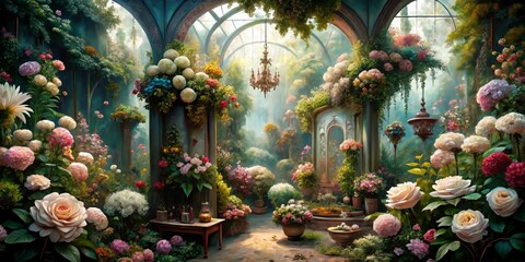 In lush gardens, delicate blooms unfurl like whispers of a fantastical realm, filling the air with sweet scents and promise of enchantment.