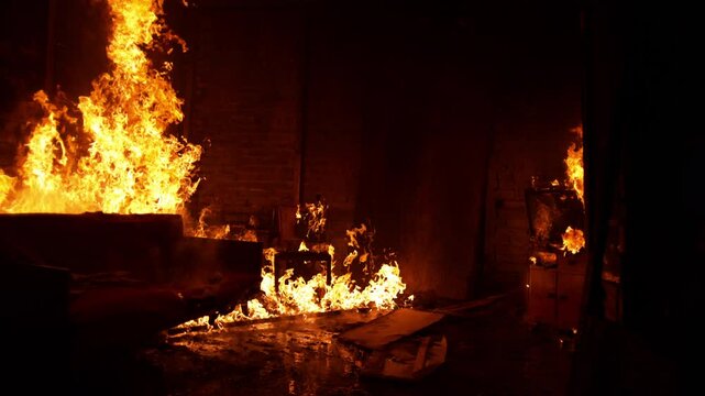 Inside of a burning house