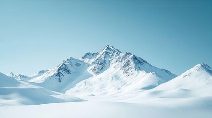 Majestic snow-covered peaks under a bright sky ideal for crafting picturesque and winter-themed wallpapers
