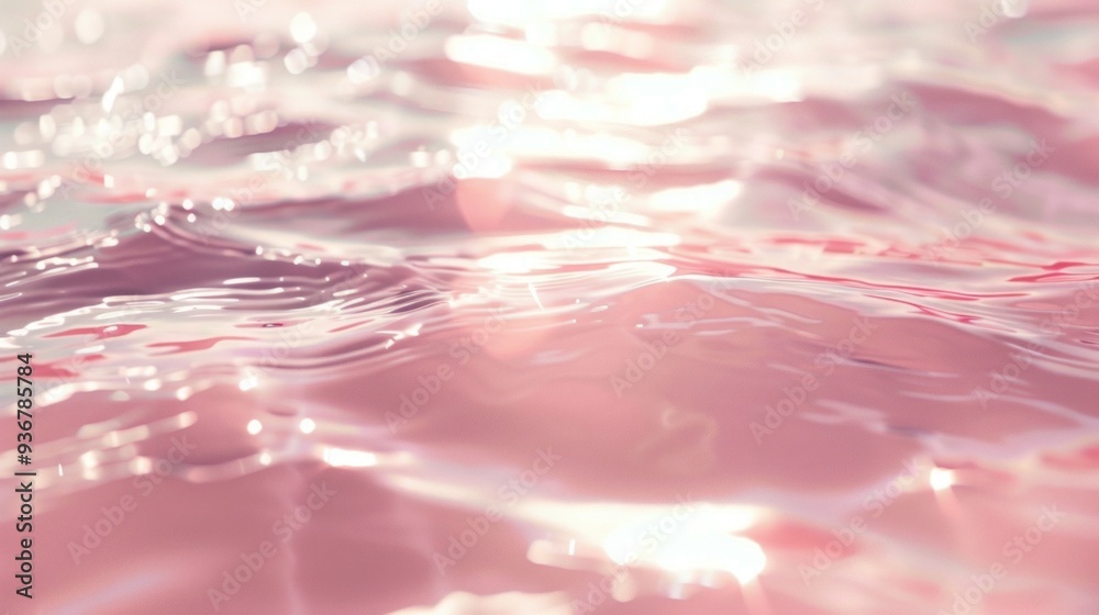 Poster gentle ripples create a mesmerizing pattern on the surface of pink water, reflecting sunlight and gi