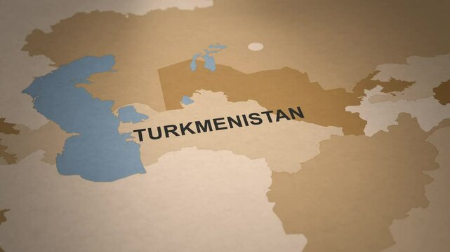 Old Paper Map of Turkmenistan