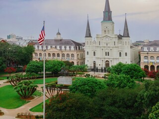 Jackson Square and St. Louis Cathedral in the French Quarter, New Orleans, Louisiana, United States of America.