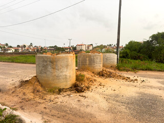 Construction material on the road