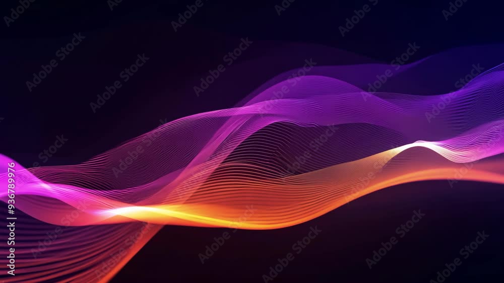 Poster abstract waves of color with smooth transitions and captivating patterns in a dark background