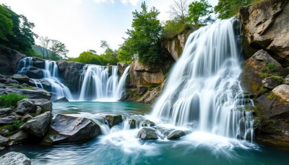 Obraz premium Beautiful Krka Waterfalls in Krka National Park,Croatia.Long exposure for flowing water, ai