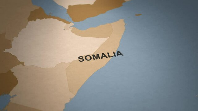 Old Paper Map of Somalia