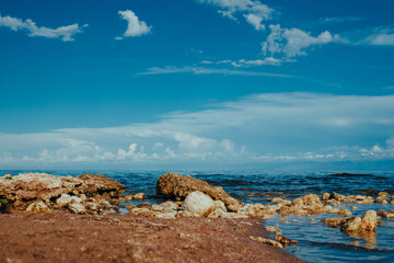 Issky-kul lake in Kyrgyzstan, summer picturesque landscape