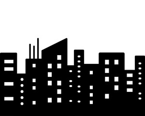 Obraz premium Modern city building landscape silhouette. Flat vector design illustration isolated on white background.