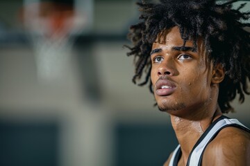 Obraz premium Close-up photo of African basketball player. Beautiful simple AI generated image