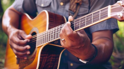 Acoustic Guitar Playing Closeup