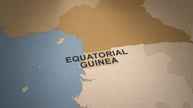 Old Paper Map of Equatorial Guinea