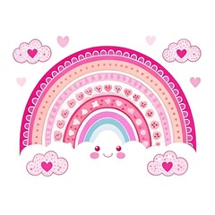 Pink Rainbow Collection - Trendy Boho Style Digital Rainbows