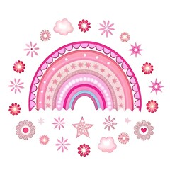 Pink Rainbow Collection - Trendy Boho Style Digital Rainbows