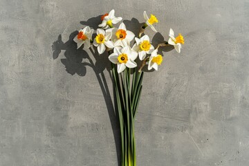 Spring-themed background featuring vibrant flowers on a calming blue backdrop.. Beautiful simple AI generated image