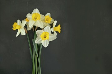 Spring-themed background featuring vibrant flowers on a calming blue backdrop.. Beautiful simple AI generated image