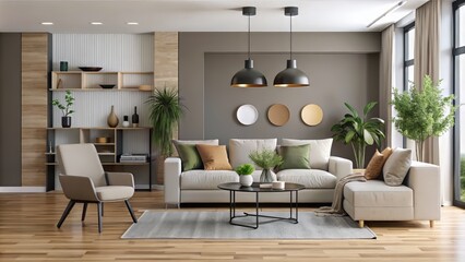 Soft, muted hues of neutrals provide a calm backdrop with subtle accents of black or white adding depth and visual interest.