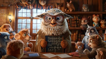 cartoon school concept with owl